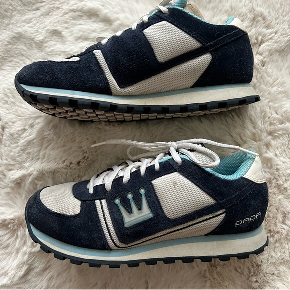 Dada Supreme Navy Suede & White Fabric Retro Style Sneakers.  Size 7.5 - Picture 4 of 13